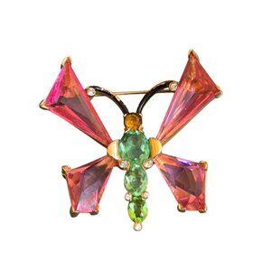 Beautiful Signed Mazer Glass Butterfly Brooch (A9505)